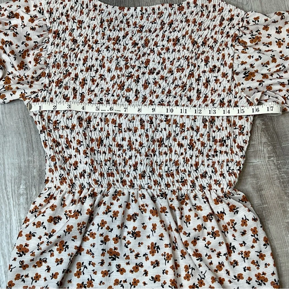 Zara White and Orange Floral Peplum Blouse Size M Summer Spring Bohemian Ruffle